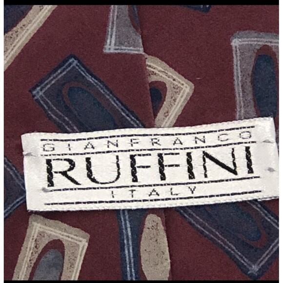 Gianfranco Ruffini Italy Neck Tie 100% Italian Silk 60” Long, Maroon Multi Color - Picture 4 of 5